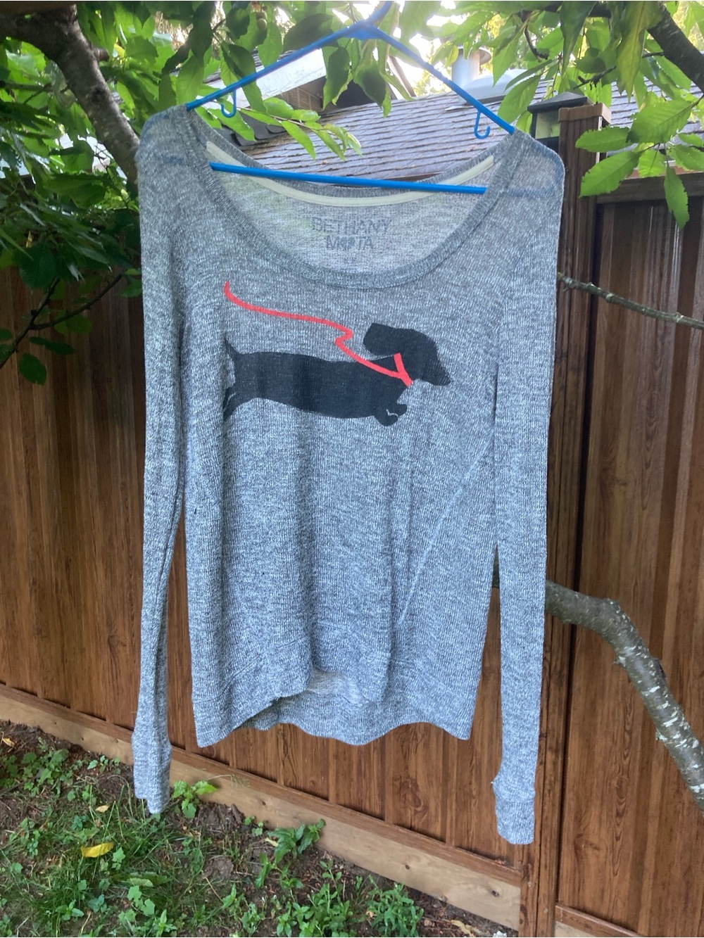 Gray Dachshund Graphic Long Sleeve Sweater